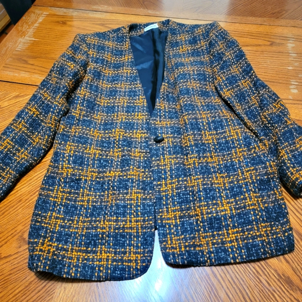 Country Suburbans Vintage Fall Black Orange Blazer size 14
